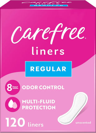 Carefree Panty Liners for Women, Regular, Unscented, 120 ct