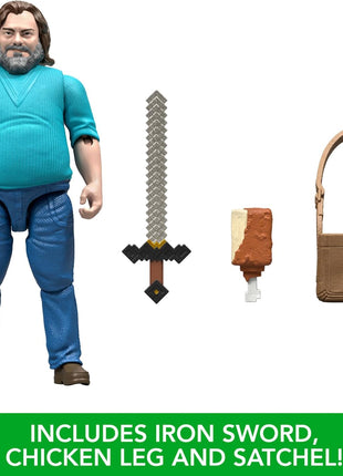 Mattel Minecraft Action Figure & Accessories Set, 4-inch Steve Posable Character Collectible Inspired by A Minecraft Movie