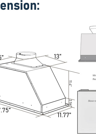IKTCH 30 inch Built-in/Insert Range Hood 900 CFM, Ducted/Ductless Convertible Duct, Stainless Steel Kitchen Vent Hood with 4 Speed Gesture Sensing&Touch Control Panel(IKB01-30)