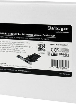 StarTech.com PCI Express (PCIe) Gigabit Ethernet Multimode SC Fiber Network Card Adapter NIC - 550m - PCIe GbE Fiber Optic Network Card, TAA (PEX1000MMSC2)