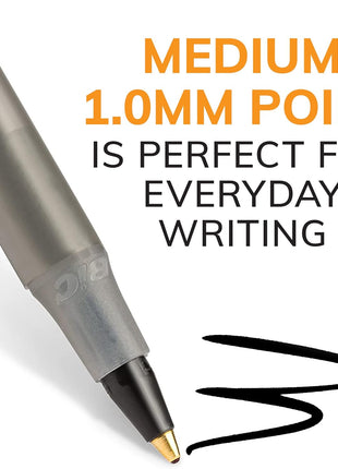 BIC Round Stic Black Ballpoint Pens, Medium Point, 1.0mm, 10-Count | Bulk Pack for Office or School, Flexible Round Barrel for Comfort, Smooth Ink for Consistent Writing, Dependable Performance