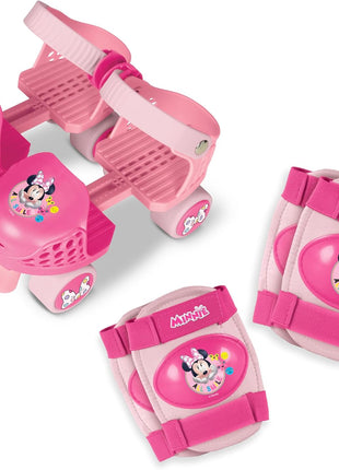 Minnie Mouse Junior Skates Includes Knee and Elbow Pads, Size Adjustable Design for Growing Feet