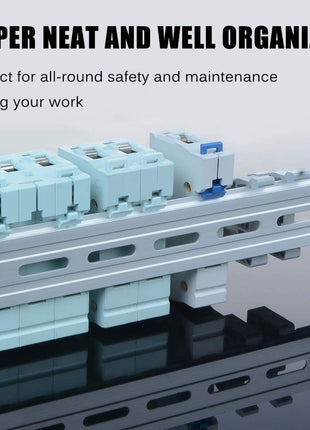 2 Piece VAMRONE Aluminum DIN Rails, 12 Inch Long, 35mm Wide, 7.5mm High, Top Hat Slotted DIN Rail with RoHS, Extra Premium Screws Included for Hardware Components Mounting