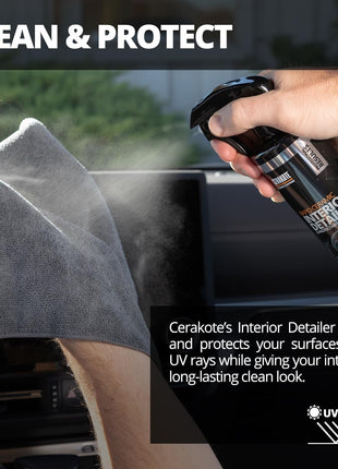 CERAKOTE Rapid Ceramic Interior Detailer and Protectant (14 fl oz.) – Quick and Easy – Multi-Surface Safe – Interior Car Cleaner Spray – Dry to the Touch – Clean and Protect Your Car, Truck, or SUV