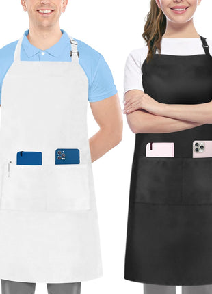 Utopia Kitchen 2 Pack Bib Apron, Adjustable with 2 Pockets, Water and Oil Resistant, Cooking Kitchen Chef Apron for Women Men