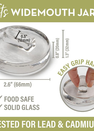 Glass Fermentation Weights for Wide Mouth Mason Jars — Set of 4, Easy Lift Handles — for Sauerkraut, Kimchi, Pickles & Kombucha