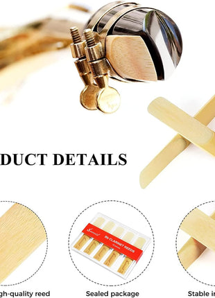 10 Pack Bb Clarinet Reeds with Plastic Box, Strength 2.5 Reeds for Clarinet, Thinner Reed Tip & Unfiled Cut for Easy of Play, Traditional Reeds for Clarinet Beginner and Player