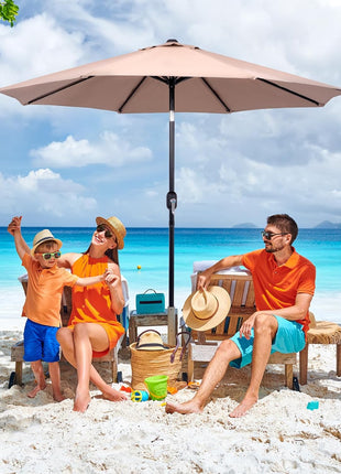 Backyard Expressions 9 ft. Patio Umbrella, Market Table Umbrella w/Tilt and Crank, 8 Ribs