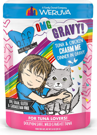 Weruva B.F.F. OMG - Best Feline Friend Oh My Gravy!, Rainbow A Gogo Variety Pack! Cat Food, 3oz Pouch (Pack of 12)