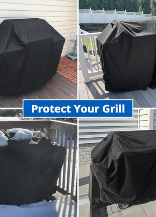 SunPatio Grill Cover 55 Inch, Outdoor Heavy Duty Waterproof Barbecue Gas Cover, UV & Fade Resistant, All Weather Protection Compatible for Weber Charbroil Nexgrill Kenmore Grills and More, Black