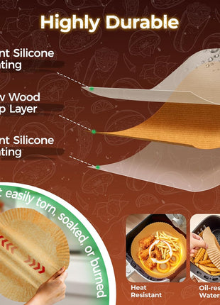 Air Fryer Disposable Paper Liners   150Pcs 8In Square Parchment Paper Non Stick Airfryer Basket Liners for Steamer Microwave Oven, Deep Fryer Parts & Accessories