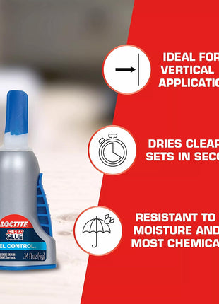 Loctite Super Glue Gel Control, Clear, 0.14 fl oz Bottle, 1 Pack - Superglue for Plastic, Wood, Metal, Crafts & Repair, Cyanoacrylate Adhesive Instant Glue, Quick Dry