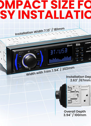 BOSS Audio Systems 616UAB Car Stereo With Bluetooth - Single DIN, MP3, USB, Aux-in, AM/FM, No CD DVD Player