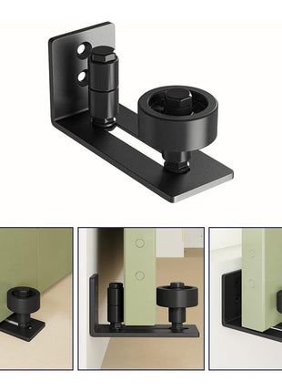 SMARTSTANDARD Sliding Barn Door Floor Guide for Bottom Adjustable Roller - 8 Setup Options for DIYers - Flush Design Bottom Flat Barn Door Floor Guide Stay Roller (Black) 1PCS