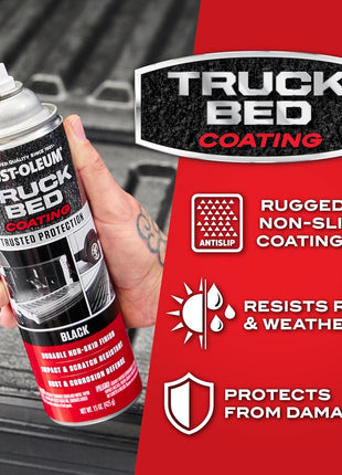 Rust-Oleum 248914 Automotive Truck Bed Coating Spray, 15 oz, Black