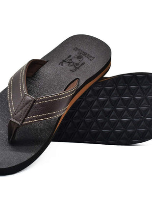 KuaiLu Mens Leather Flip Flops Arch Support Summer Beach Pool Water Thong Sandals Waterproof Essentials Walking Shoes Slip on Orthotic Casual Sport Cushioned Wide Slides Shower Slippers Khaki Size 11