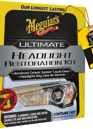Meguiar's Ultimate Headlight Restoration Kit - The Perfect Headlight Repair Kit to Remove Yellowing and Cloudiness from Headlights - Easy to Use and Seals Headlights with 18 Plus Months of Protection