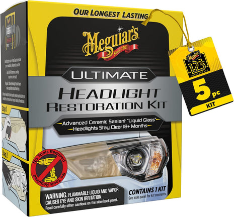 Meguiar's Ultimate Headlight Restoration Kit - The Perfect Headlight Repair Kit to Remove Yellowing and Cloudiness from Headlights - Easy to Use and Seals Headlights with 18 Plus Months of Protection