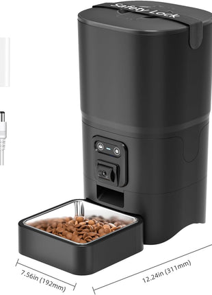 PAPIFEED Automatic Cat Feeder with Camera, 6L Cat Food Dispenser with App, 2.4G WiFi Timed Cat Feeder for Dry Food, 2-Way Audio, Smart Pet Feeder for Small Dog, 10 Meals/Day, 12 Portions/Meal