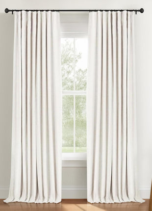 INOVADAY 100% Blackout Curtains for Bedroom, Black Out Curtains 84 Inch Long, Clip Rings Linen Blackout Drapes, Thermal Insulated Room Darkening for Living Room, 2 Panels   Beige,W50xL84