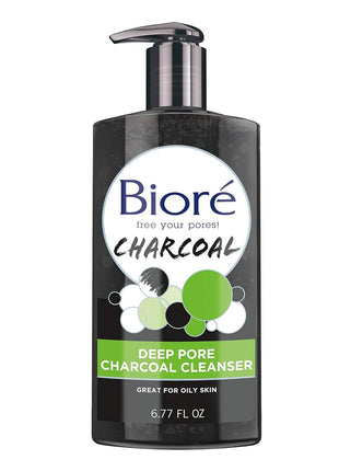 Bioré Deep Pore Charcoal Face Wash, Facial Cleanser for Dirt and Makeup Removal From Oily Skin, 6.77 Ounce & Witch Hazel Pore Clarifying Acne Face Wash, Exfoliating Facial Cleanser