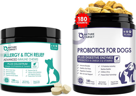 NATURE TARGET Dog Allergy Relief & Probiotics for Dogs 180 Bites