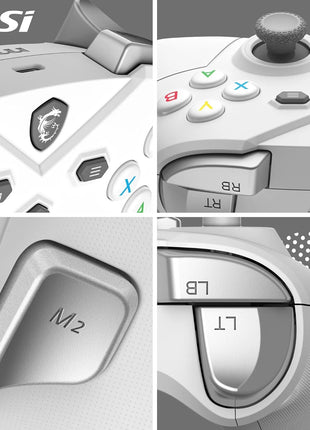 msi FORCE GC300 WIRELESS WHITE PC Gamepad Controller - 2.4 GHz, Bluetooth, USB Type-C to A - Wired/Wireless, 600mAh Li-ion Battery (20h), Interchangeable D-Pad Covers, Dual Vibration Motors