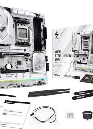 ASRock X870 Steel Legend WiFi 7 AMD Ryzen Socket AM5 ATX Motherboard DDR5 DIMMs 8000 MHz 256 GB SATA3 6.0 Gb/s USB4 M.2