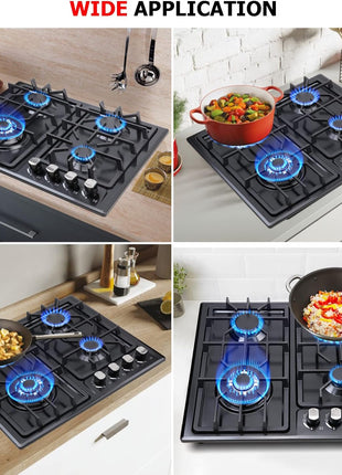 FORIMO Gas Cooktop 22Inch,Built in Gas Cooktop 4 Burners Stainless Steel Stove with NG/LPG Conversion Kit Thermocouple Protection and Easy to Clean