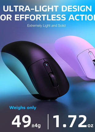 ATTACK SHARK X3 Wireless Gaming Mouse, 49g Ergonomic Computer Mouse, Triple Modes PAW3395 26K DPI Optical Sensor, 200h Battery Life, Programmable Buttons, Gaming Accessories for PC/Laptop/Mac (Black)