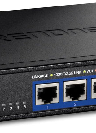TRENDnet 5-Port 10G Switch, TEG-S750, 5 x 10G RJ-45 Ports, 100Gbps Switching Capacity, Supports 2.5G and 5G-Base-T Connections, Ethernet Splitter, NDAA & TAA Compliant, Lifetime Protection, Black