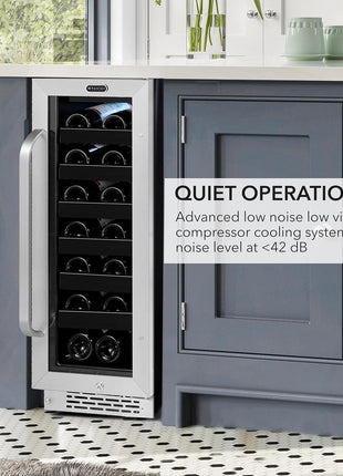 Whynter BWR-208SB Stainless Steel 12 inch Built-in 20 Bottle Undercounter Wine Refrigerator with Reversible Door, Digital Control and Lock