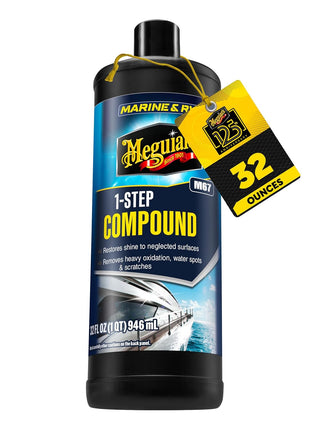 Meguiar's Marine/RV One Step Compound, M6732, Removes Oxidation, Stains, Scratches, and Water Spots, Restores Color and Shine to Fiberglass Gel Coat Finishes, Christmas Gift Ideas for Car Dads, 32 Oz