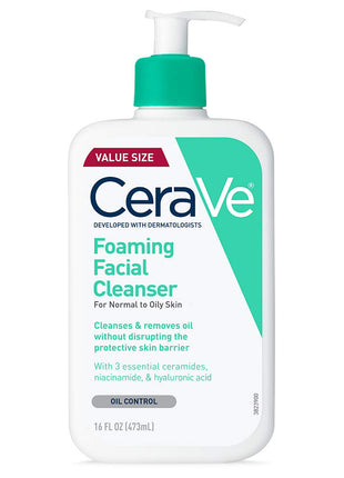 CeraVe Foaming Facial Cleanser, Face Wash for Oily Skin, 16fl oz | Skin Care with Hyaluronic Acid & Niacinamide, Makeup Remover, Daily Face Wash For Men & Women, Fragrance Free, Oil Control