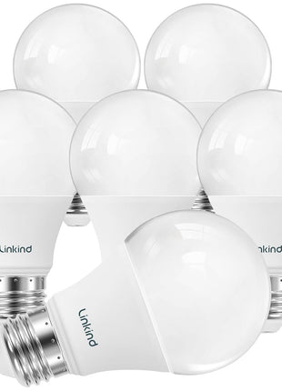 Linkind A19 LED Light Bulb, 60W Equivalent, 2700K Soft White Light Bulbs, 800 Lumens 8.5W Non-Dimmable LED Bulbs, E26 Standard Base, Energy Efficient for Bedroom Home Office, 6 Packs