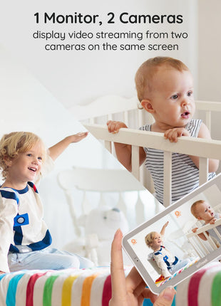 ieGeek 2K Split-Screen Baby Monitor, 5inch Audio Baby Monitor with 2 Cameras, WiFi Smartphone Video Dual Camera, Night Vision, Motion & Cry Detection, Two Way Talk Temper &Humidity Sensor