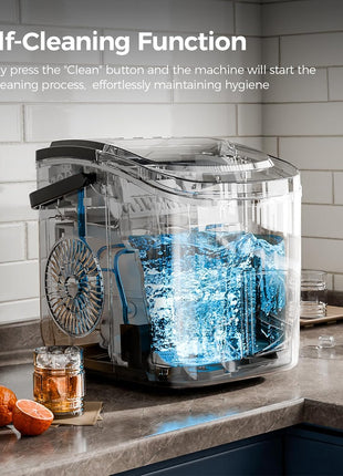 Electactic Ice Makers Countertop,26Lbs/24H,9 Cubes in 6 Mins,Portable Ice Maker Machine with Self-Cleaning,2 Sizes of Bullet Ice,Perfect for Home Kitchen(Black)