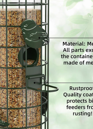 Squirrel Proof Bird Feeder,Metal Mesh Bird Feeders for Outdoors Hanging,Gravity Protection Squirrel Proof Wild Bird Feeders with Finch Cardinal Chickadee,3LB Large Capacity,Green