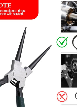 4pcs 7in Snap Ring Pliers, 5/64in Tips | for Ring Remover Retaining and Remove Hoses, Gaskets
