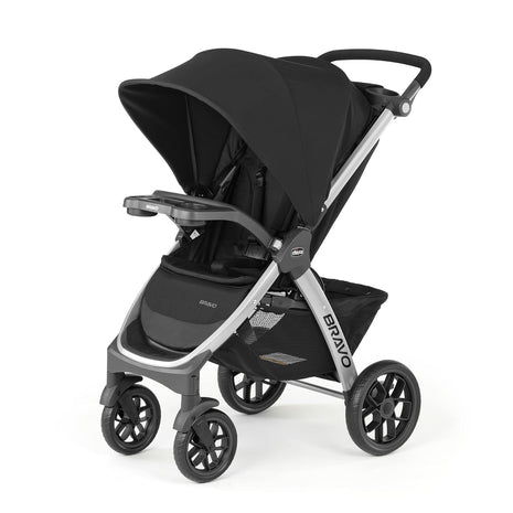 Chicco Bravo Quick-Fold Baby Stroller with One-Hand Compact Fold | Black/Black, removable toddler seat, UPF 50+ canopy, infant car seat compatible, travel stroller, all-wheel suspension