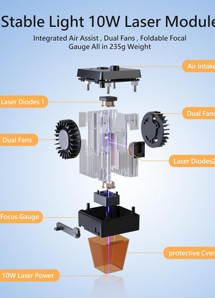 ORTUR Laser Master 2 S2 LU2-10A Laser Engraver Laser, 10000mW Engraving Cutting Machine, Class 4 High Accuracy Laser Cutter, DIY Laser Marking for Metal