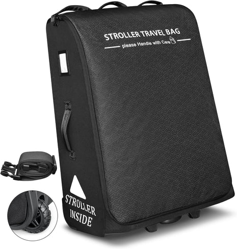 RAYMACE Padded Stroller Travel Bag for Airplane with Wheels | Stroller Gate check bag Fits UPPAbaby Vista V2, Cruz V2(Remove Rear Wheels), Travel Safe Protection Bag, Patterned Design