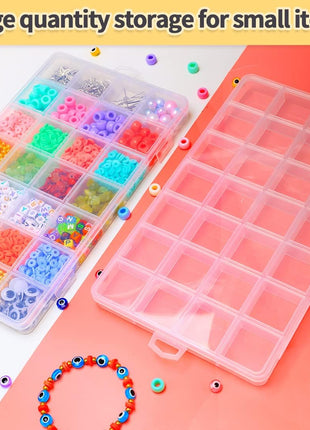 IOOLEEM 28 Grids Plastic Bead Organizer Box, Organizer Container Storage Box, Dividers for bead arts and crafts.