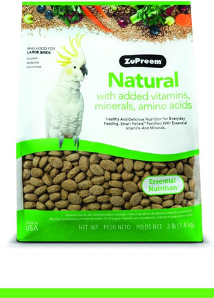 ZuPreem FruitBlend Bird Pellets, Daily Bird Food for Amazon, Cockatoo, Macaw, Core Nutrition for Large Birds, Made in USA, Pellets for Large Birds, Macaw Food (L, 3.5 lbs)