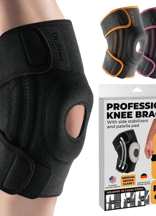 DR. BRACE ELITE Knee Brace with Side Stabilizers & Patella Gel Pads for Maximum Knee Pain Support and fast recovery for men and women-Please Check How To Size Video (Mercury, Large)