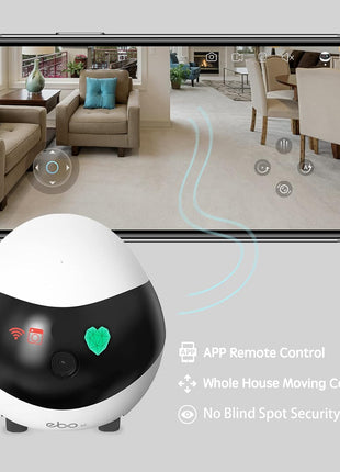 Enabot EBO SE FamilyBot Home Camera Robot: 1080P Movable Pet Camera Indoor, Battery-Operated, Auto-Recharge, Night Vision, 2-Way Talk, Local Storage, APP Control