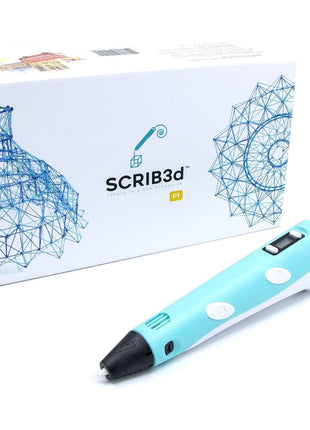 SCRIB3D P1 3D Printing Pen with Display - Includes 3D Pen, 3 Starter Colors of PLA Filament, Stencil Book  Project Guide, and Charger