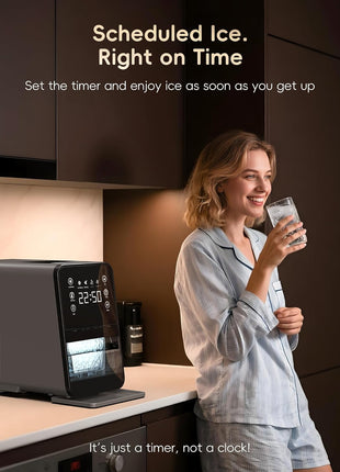 ecozy Nugget Ice Maker Countertop, Intuitive EcoScreen, 40lbs/24H Chewable Pebble Ice, 3lb Pull-Out Basket, Self-Cleaning, One-Touch Timer – Perfect for Home, Drinks & Cocktails
