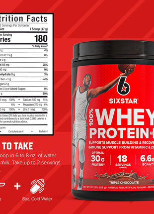 Six Star Whey Protein Powder Plus - Triple Chocolate, 1.82LB | Muscle Building & Recovery Formula with Whey Protein Powder, BCAAs, 30g Protein - Post-Workout Supplement
