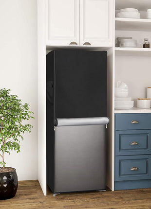 Outdoor Waterproof Refrigerator Covers for Outside Fridge,23"Wx23"Dx56"H | Heavy Duty 600D,Waterproof,Front Can Be Rolled-Up with Zippers For Patio Upright Freezer,Stand Up Fridge,Refrigerator,Black